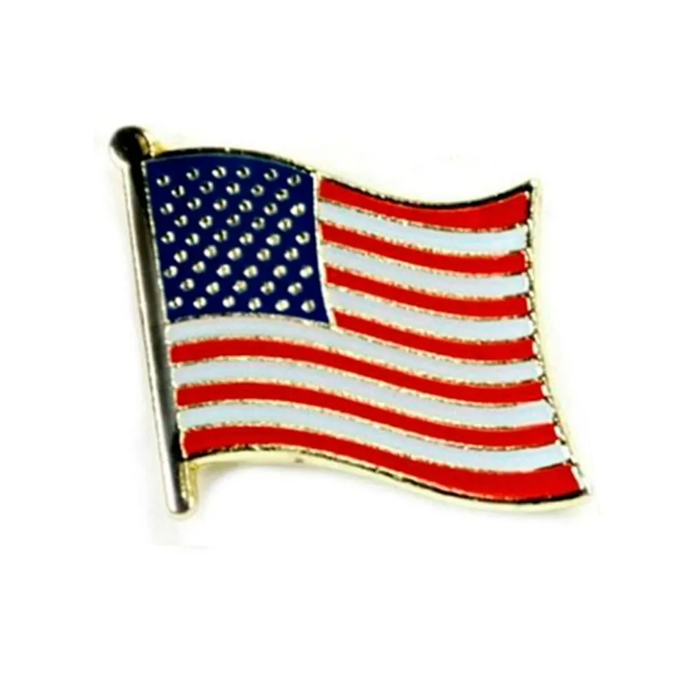 5 American Flag USA Lapel Pin Tie Tack United States Patriotic Badge Brooch Gold