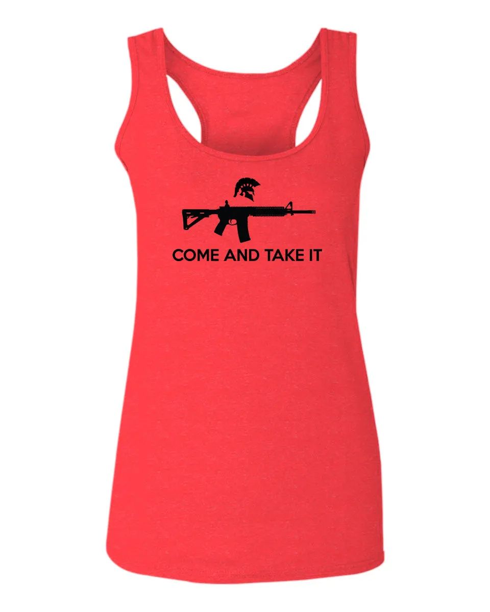 AR 15 Come and Take It Greek Molon Labe Spartan Guns  women's Tank Top sleeveless Racerback
