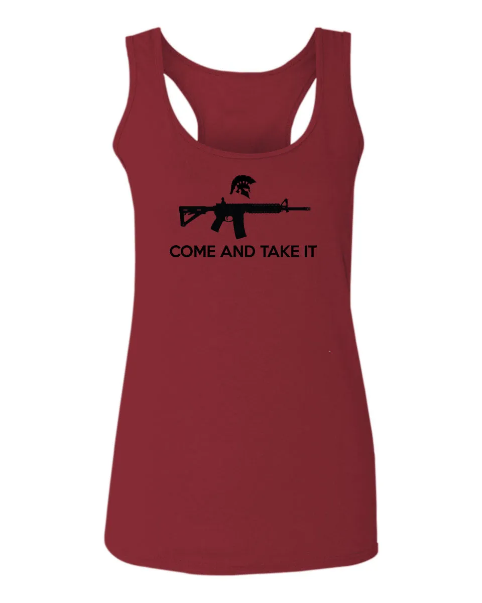 AR 15 Come and Take It Greek Molon Labe Spartan Guns  women's Tank Top sleeveless Racerback