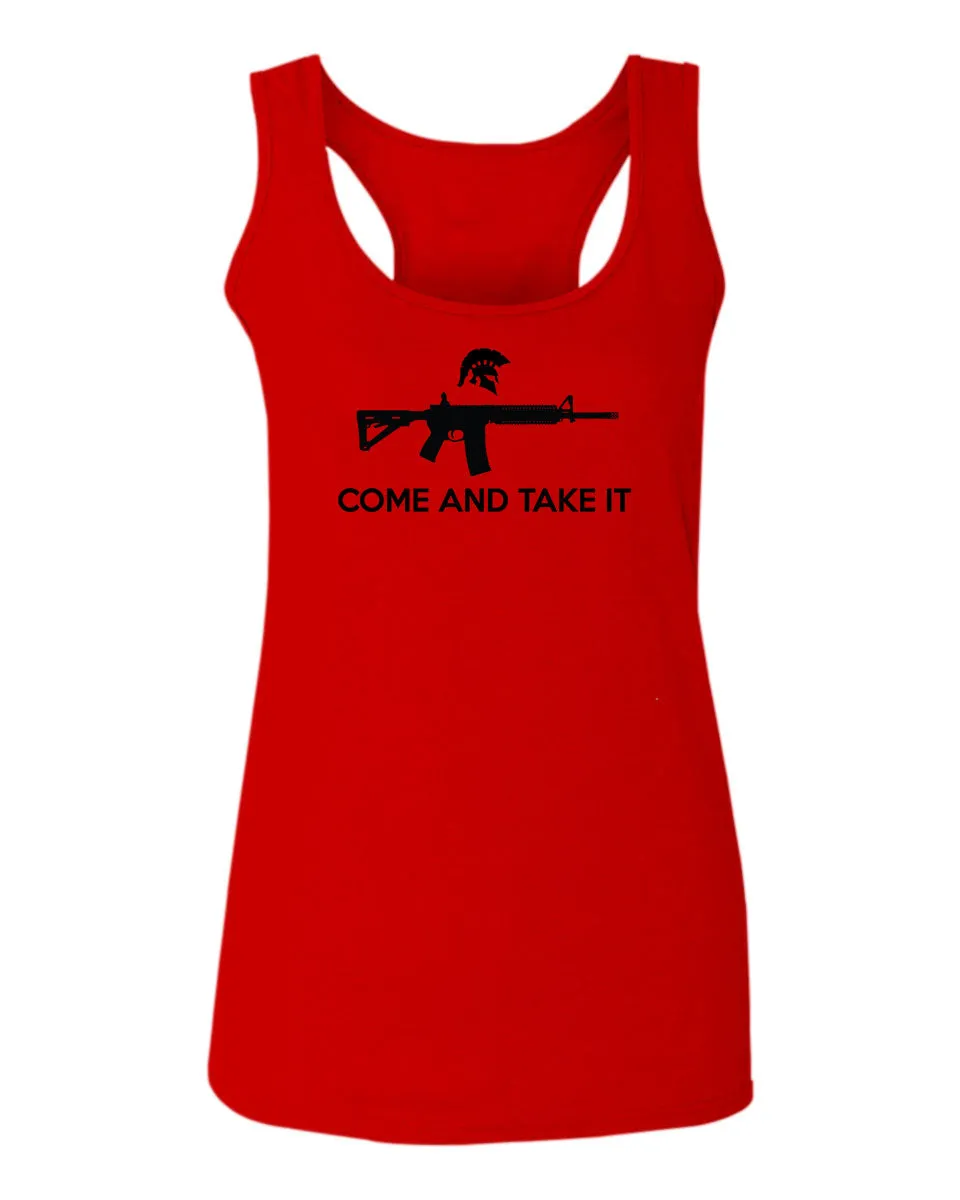 AR 15 Come and Take It Greek Molon Labe Spartan Guns  women's Tank Top sleeveless Racerback