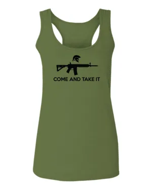AR 15 Come and Take It Greek Molon Labe Spartan Guns  women's Tank Top sleeveless Racerback