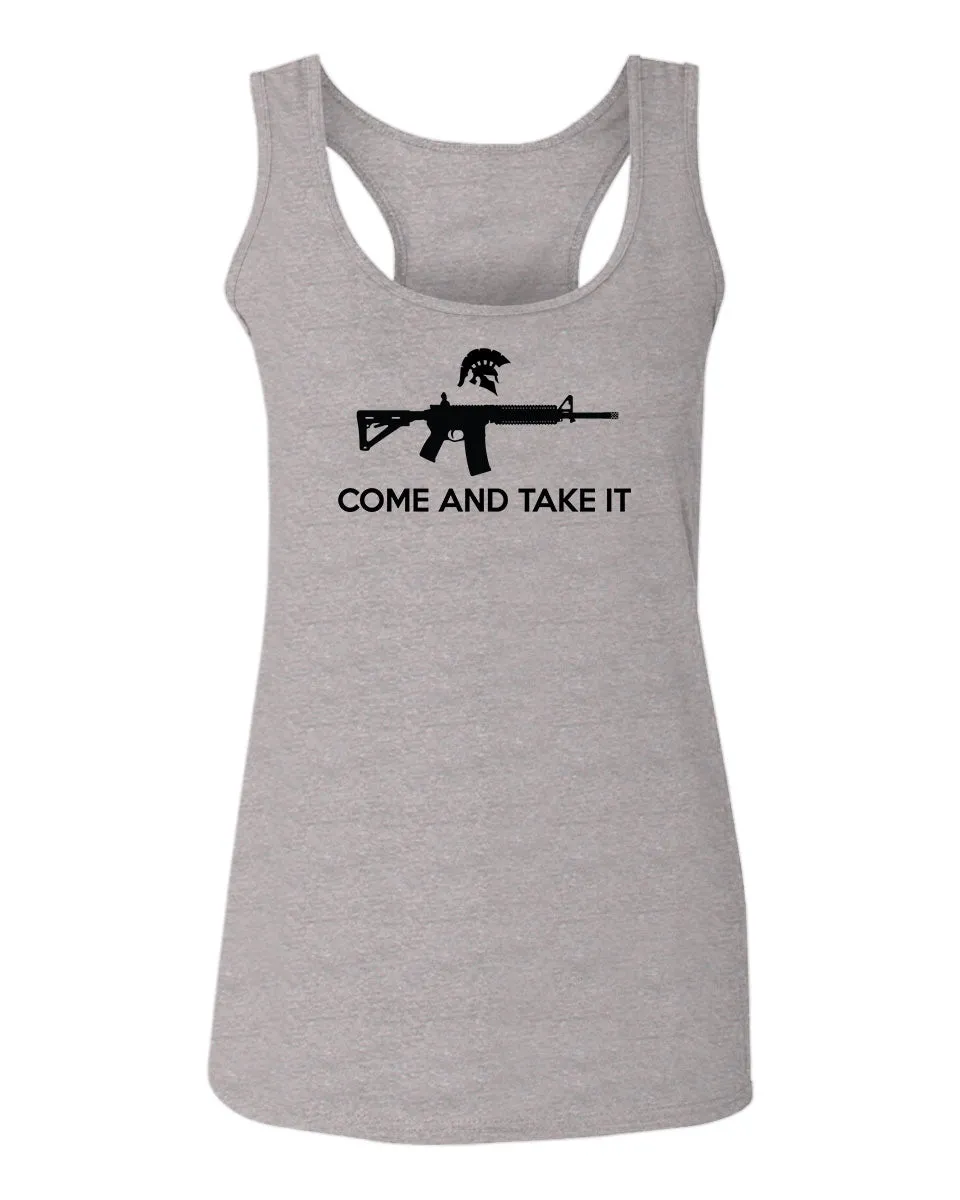 AR 15 Come and Take It Greek Molon Labe Spartan Guns  women's Tank Top sleeveless Racerback
