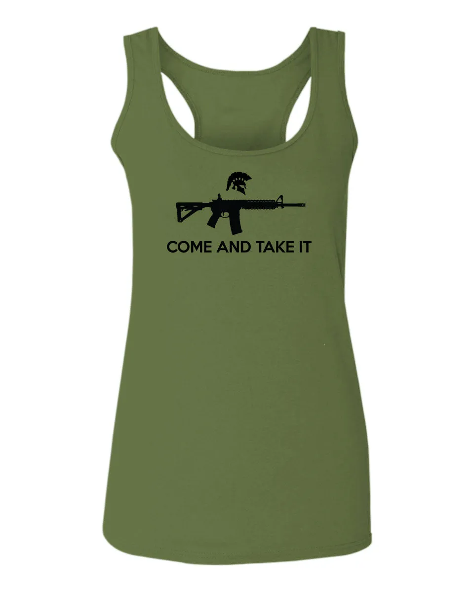 AR 15 Come and Take It Greek Molon Labe Spartan Guns  women's Tank Top sleeveless Racerback