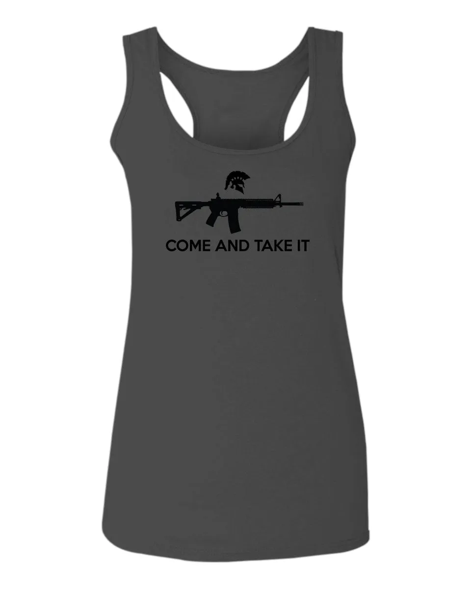 AR 15 Come and Take It Greek Molon Labe Spartan Guns  women's Tank Top sleeveless Racerback