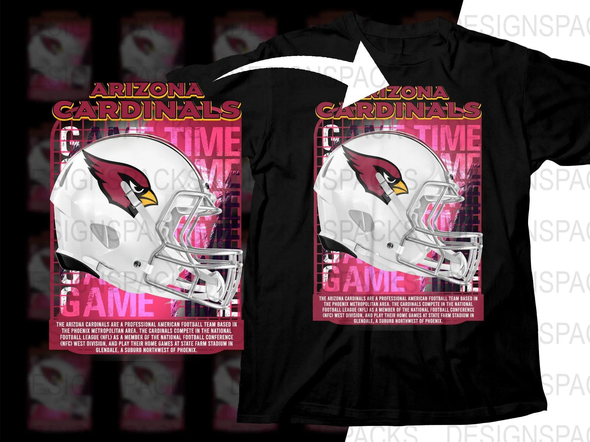 Arizona Cardinals Time for Game Png Digital Download
