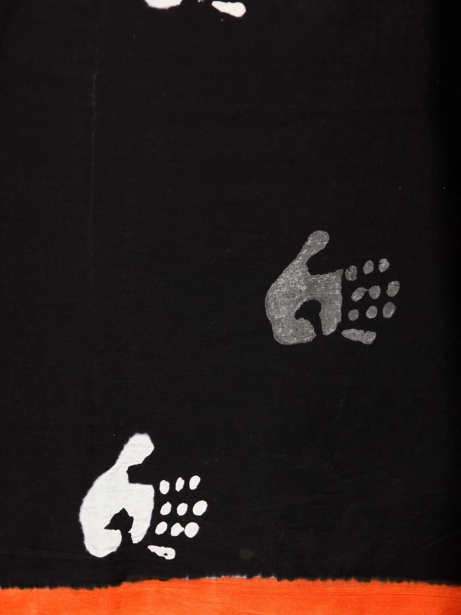 Black Orange White Grey Hand Block Printed Cotton Suit-Salwar Fabric With Chiffon Dupatta (Set of 3) - SU01HB329
