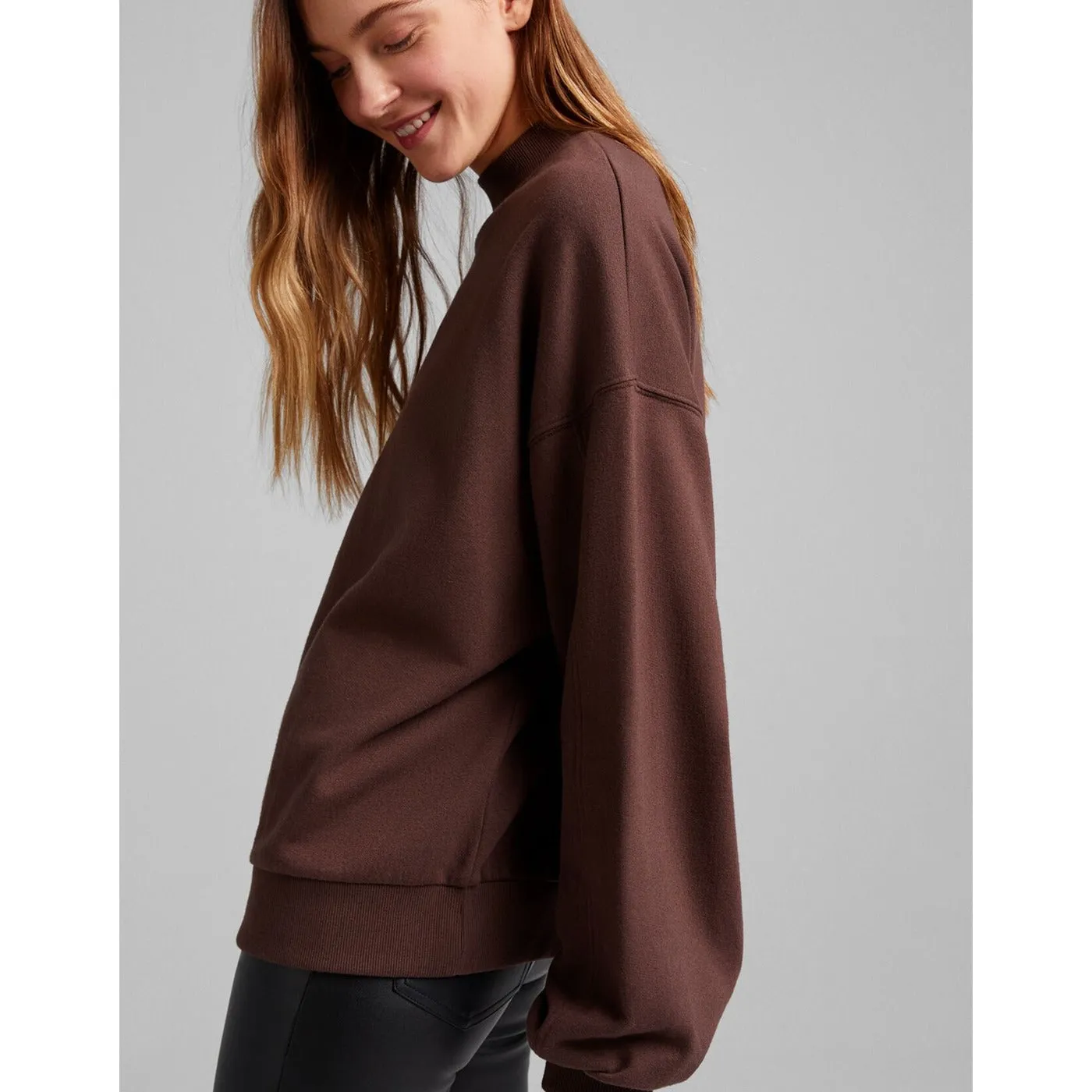 Brown High Neck Overszied Sweatshirt