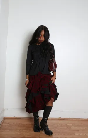 Comme des Garçons Comme des Garçons (CDGCDG) Ladies' Skirt - Black X Burgundy