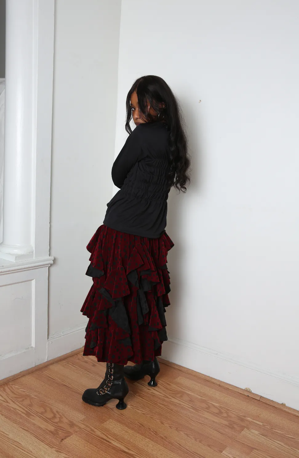 Comme des Garçons Comme des Garçons (CDGCDG) Ladies' Skirt - Black X Burgundy