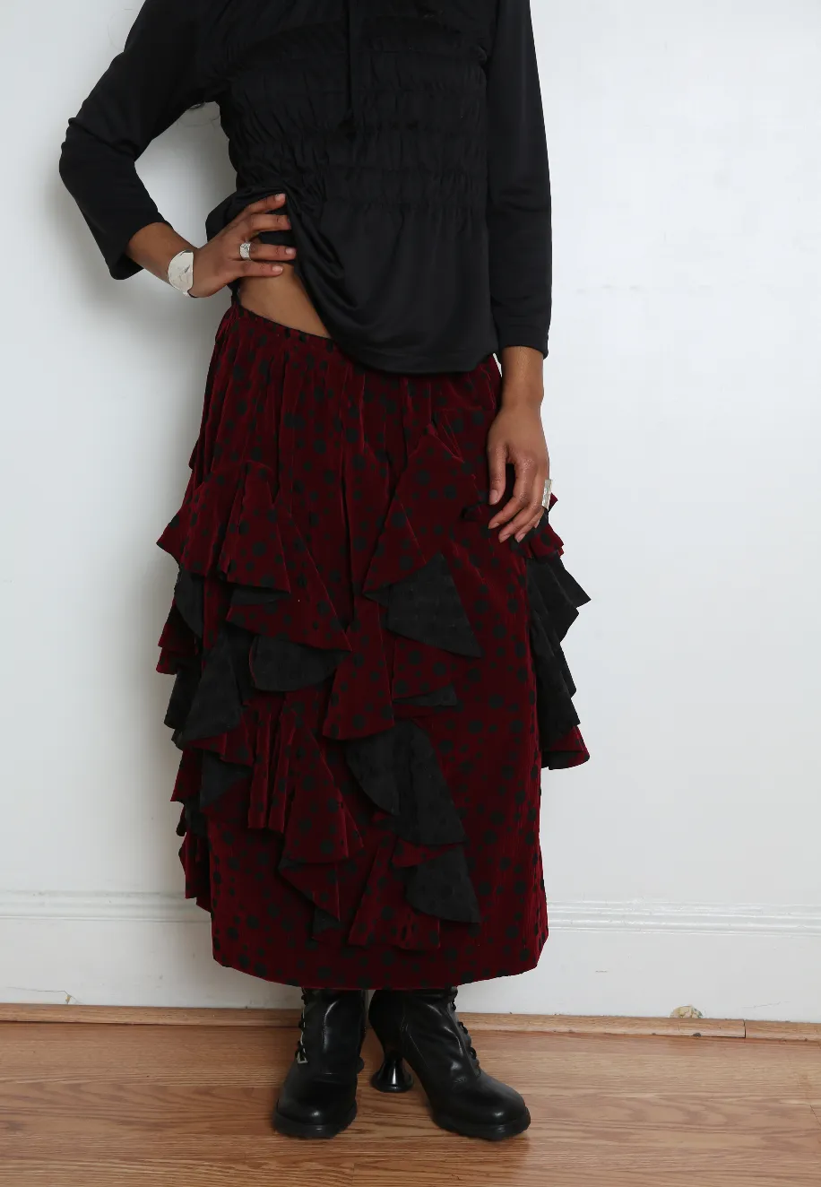 Comme des Garçons Comme des Garçons (CDGCDG) Ladies' Skirt - Black X Burgundy