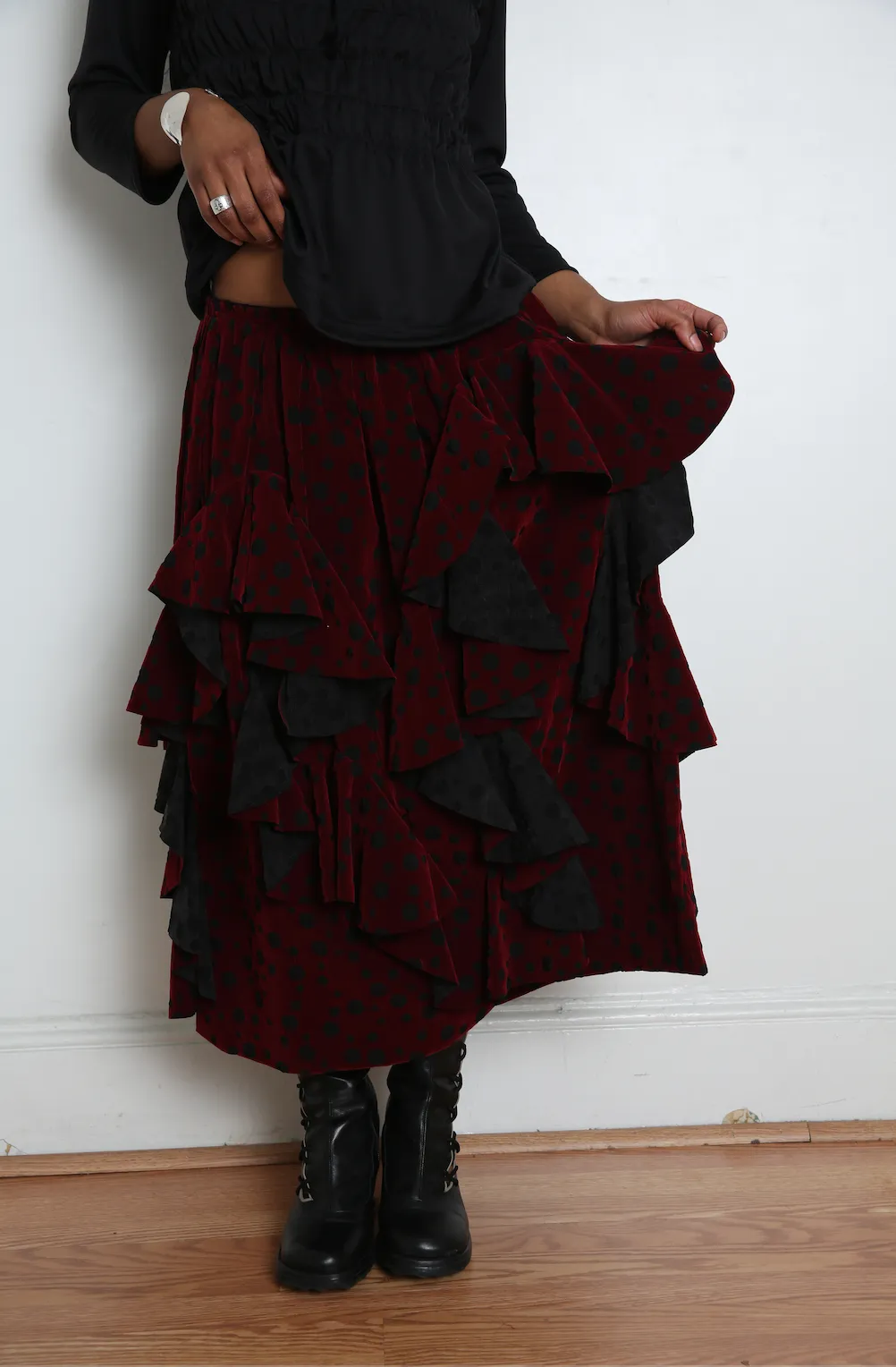 Comme des Garçons Comme des Garçons (CDGCDG) Ladies' Skirt - Black X Burgundy