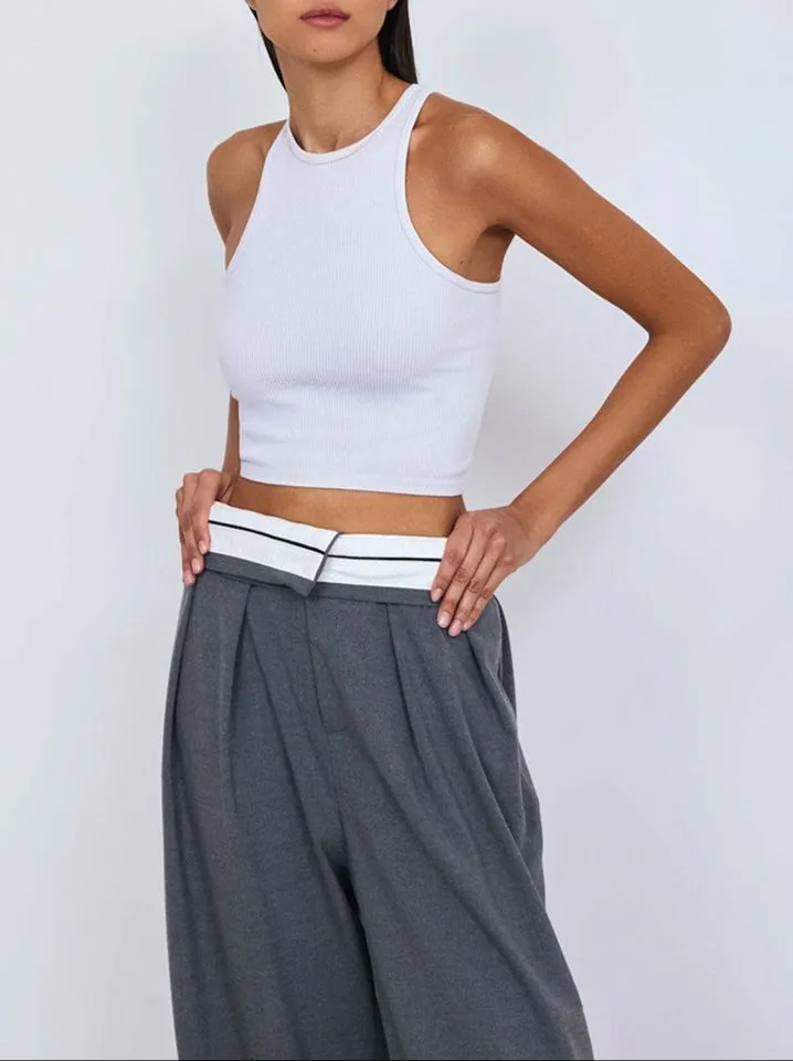 Fashion Versatile Wide Stitching Pants