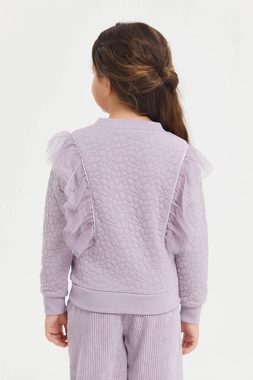 Girls Lilac Embroidered Sweatshirt