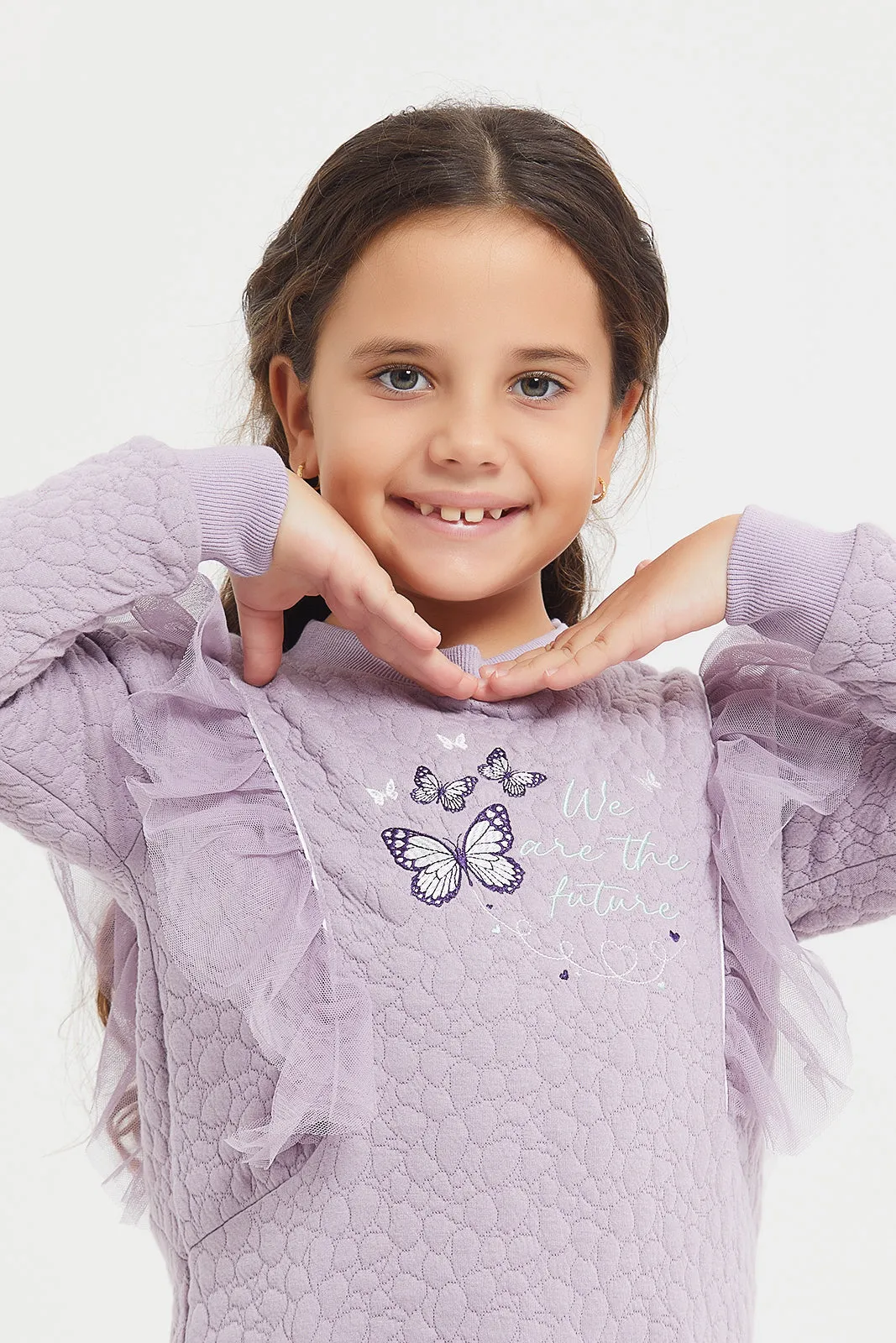 Girls Lilac Embroidered Sweatshirt