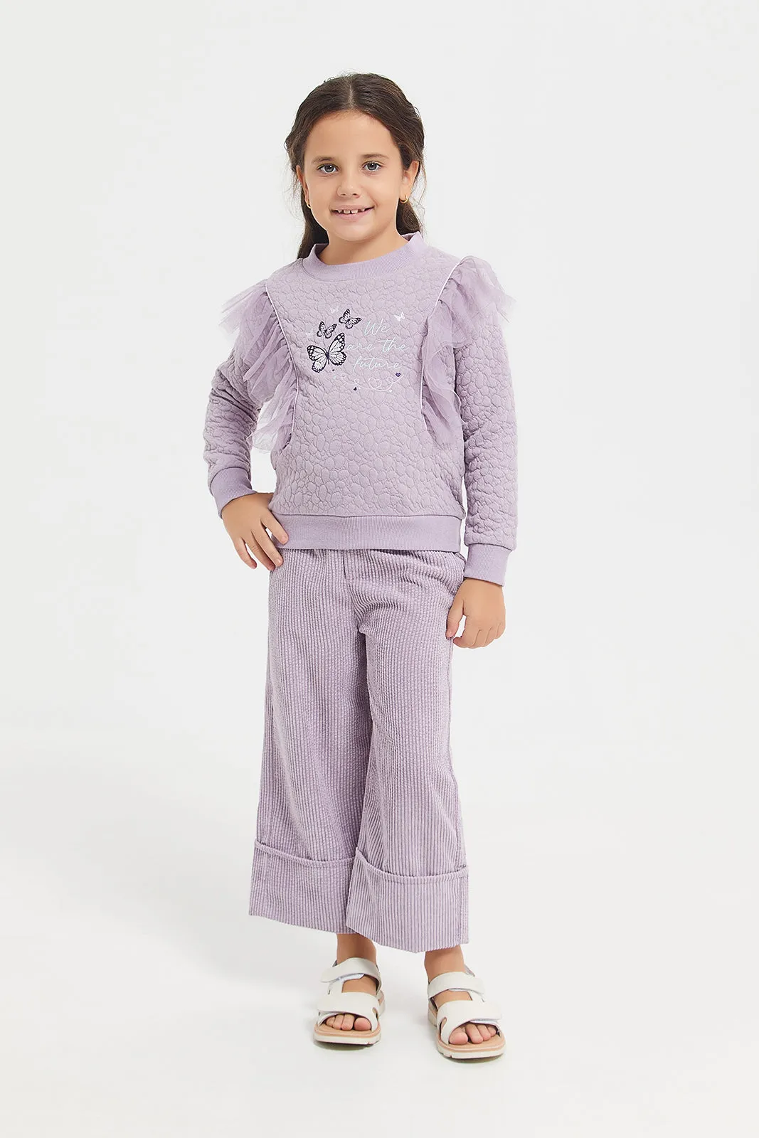 Girls Lilac Embroidered Sweatshirt