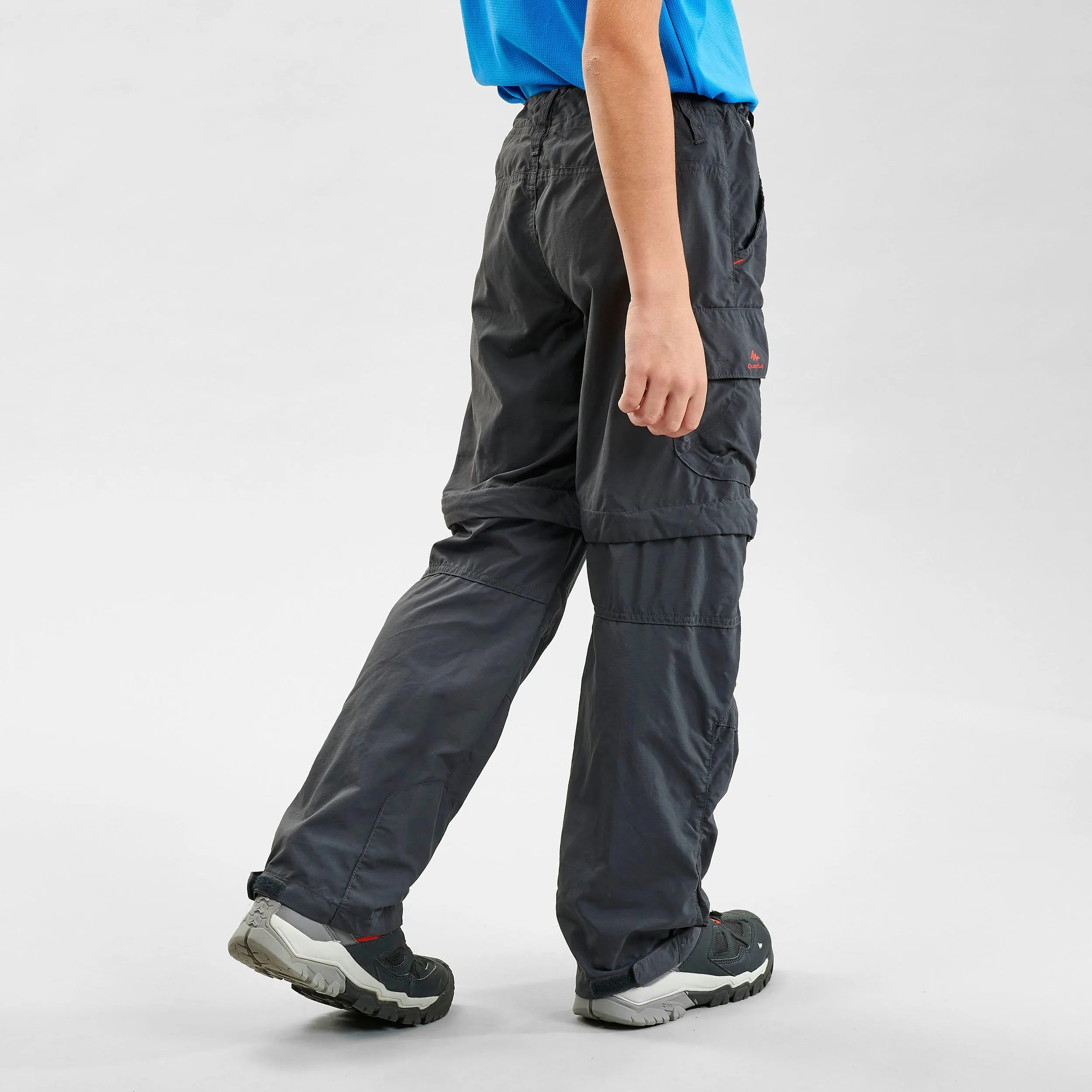 Modular children's trousers Quechua MH500 for hiking, black