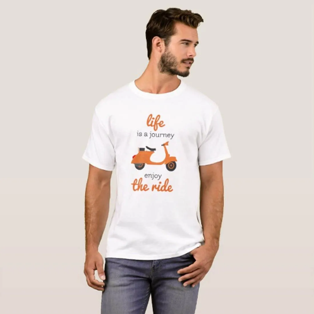 Nutcase Designer Round Neck Men's T-Shirt Wrinkle-Free Poly Cotton Tees - Life is A Journey