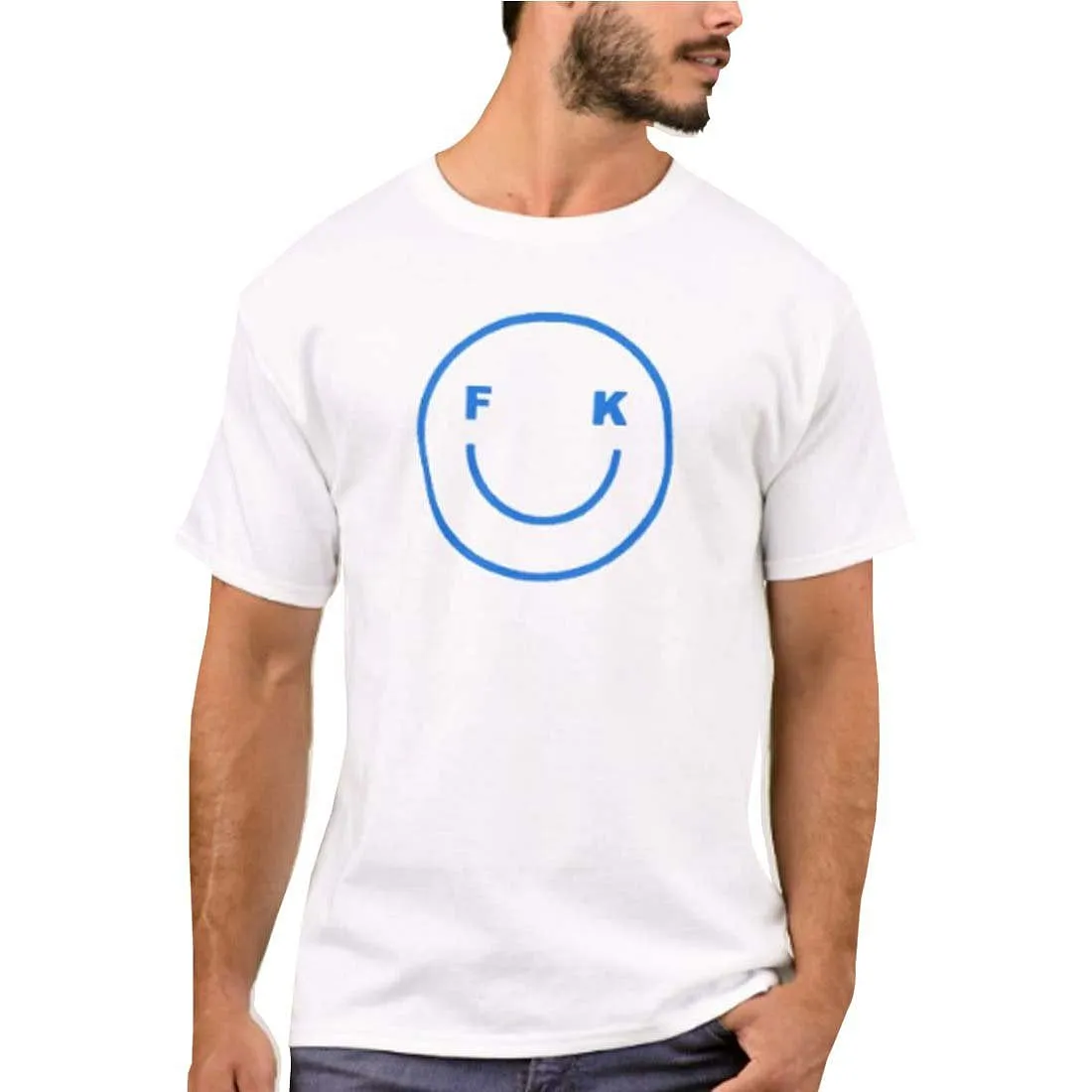 Nutcase Designer Round Neck Men's T-Shirt Wrinkle-Free Poly Cotton Tees - Smily