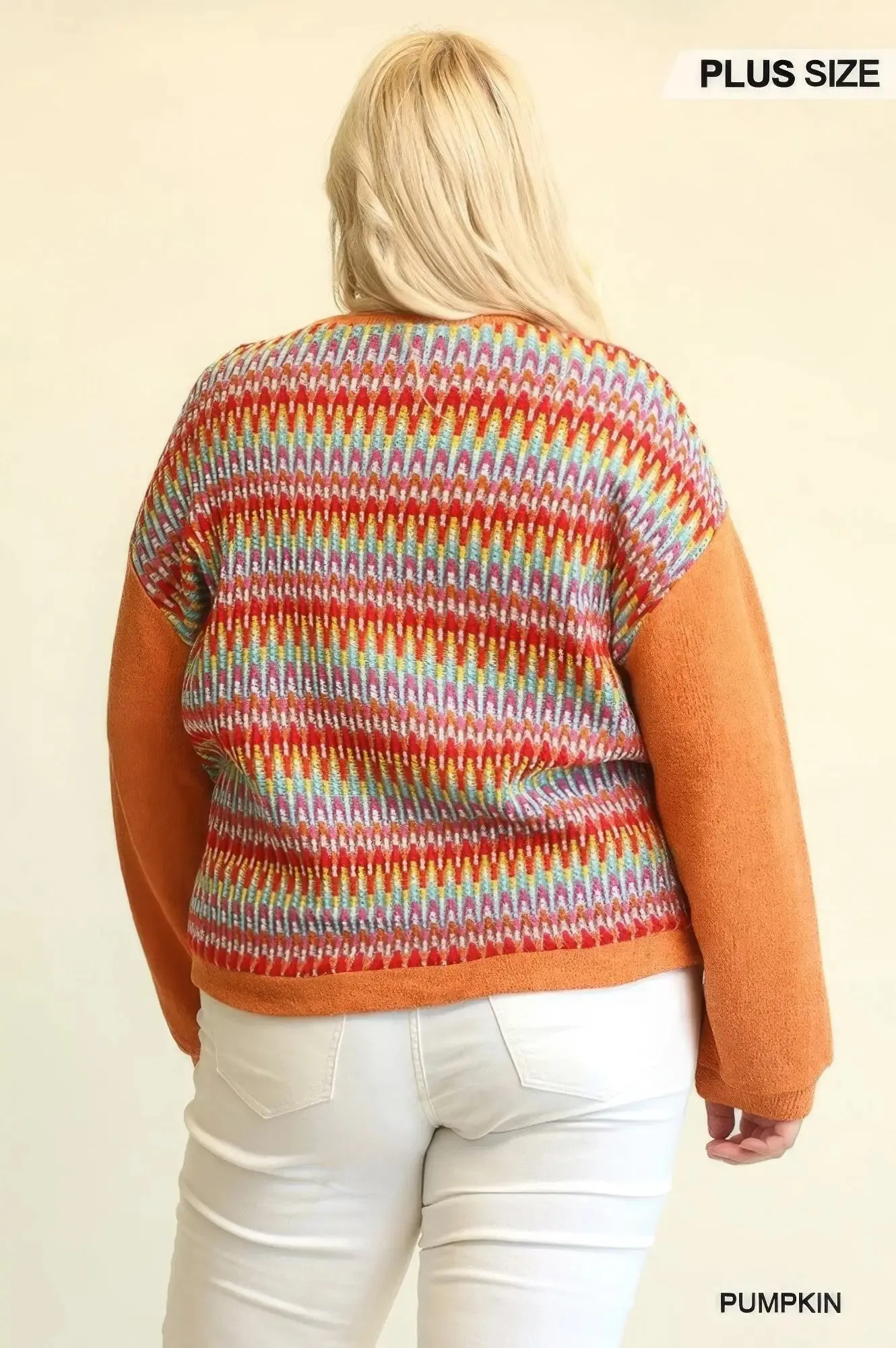Pumpkin Novelty & Solid Knit Loose Top