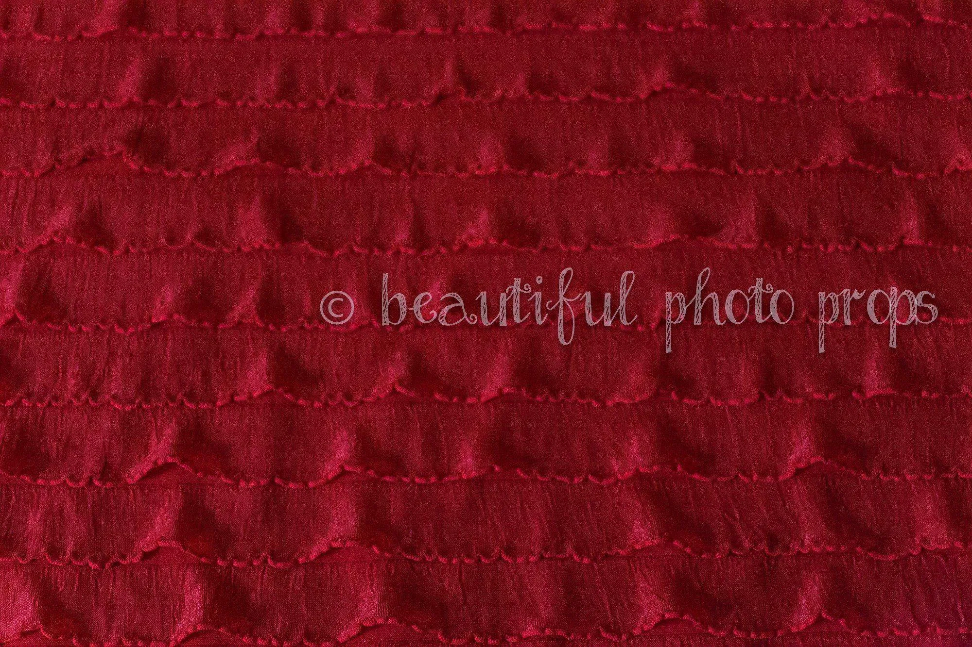 Ruffle Stretch Knit Wrap in Red