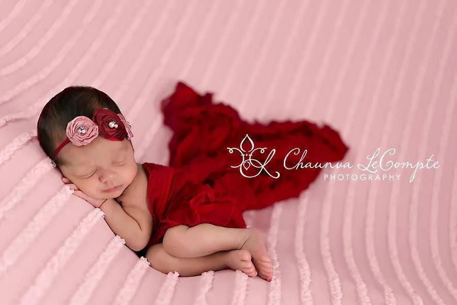 Ruffle Stretch Knit Wrap in Red