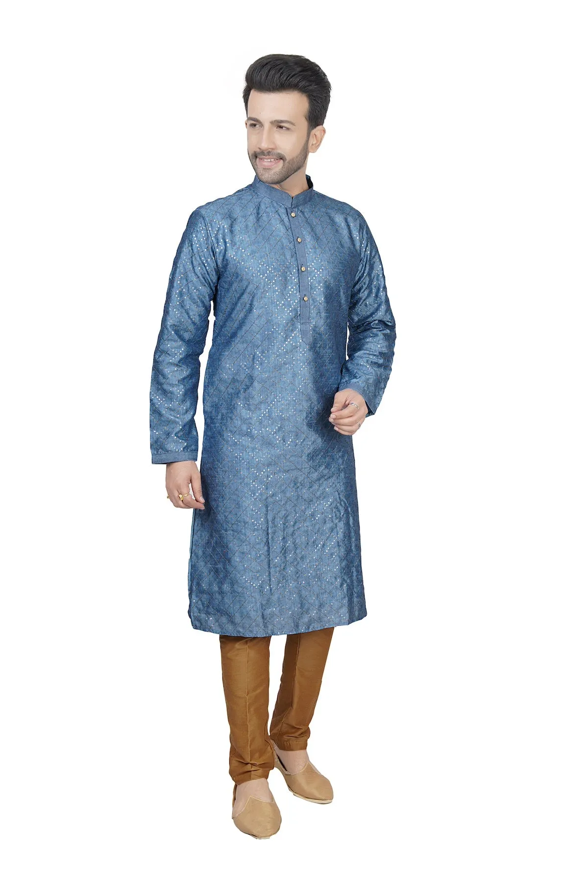 Stone blue men kurta pyjama set