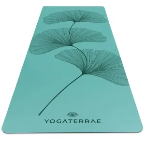 TAPIS DE YOGA GINKGOS DEEP VERT MENTHE EN PU-CAOUTCHOUC NATUREL (OFFRE RENOUVELE)