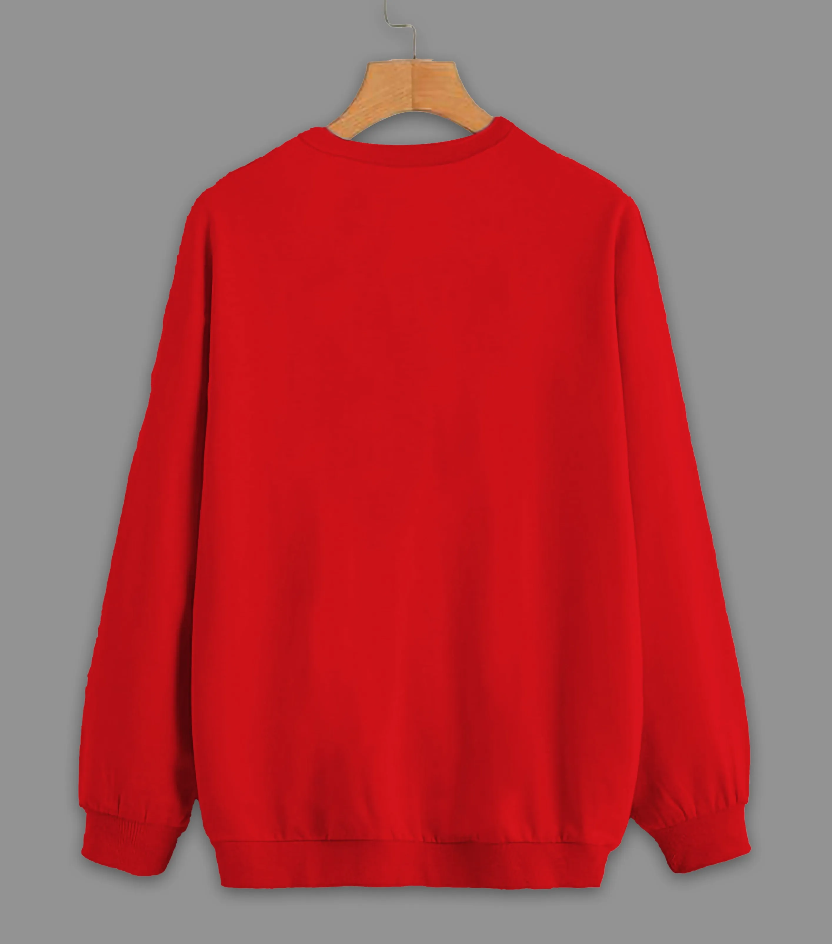 Vimal Jonney Maroon Solid Round Neck Cotton Fleece Sweatshirt for Women