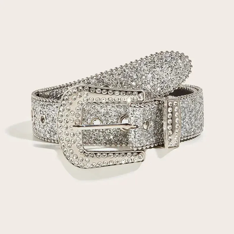 Y2K Punk Rhinestone & Sequin Belt