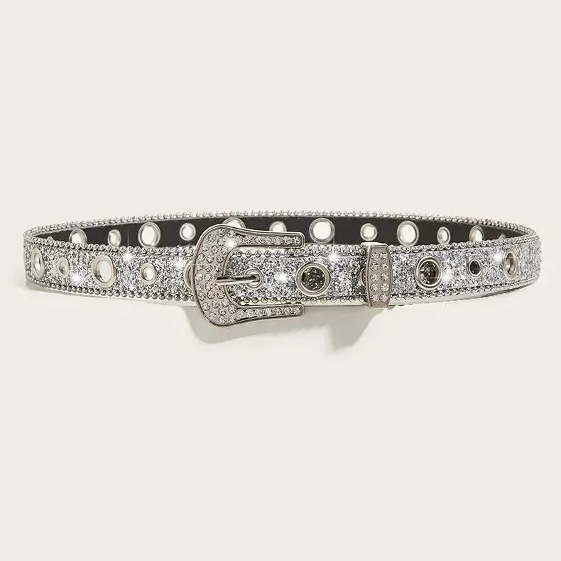 Y2K Punk Rhinestone & Sequin Belt