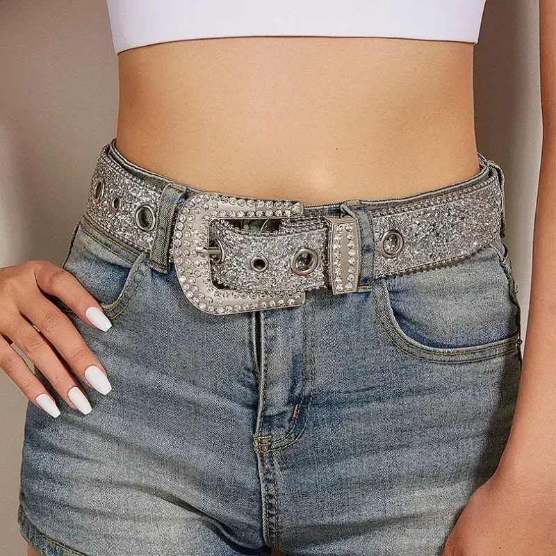 Y2K Punk Rhinestone & Sequin Belt