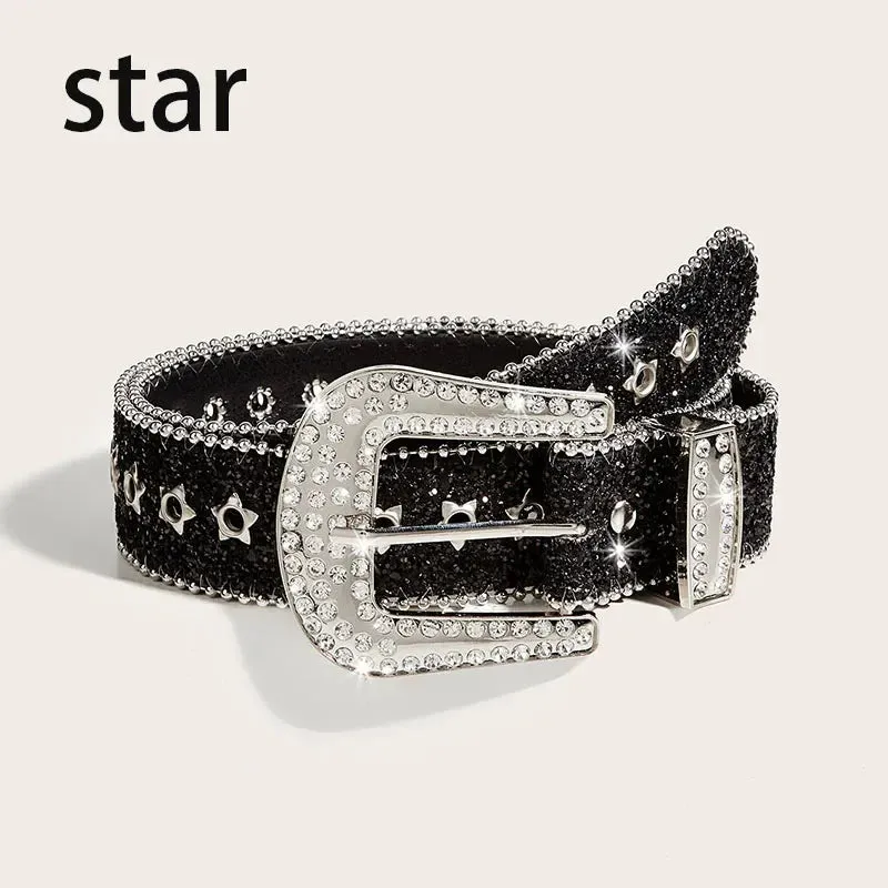 Y2K Punk Rhinestone & Sequin Belt
