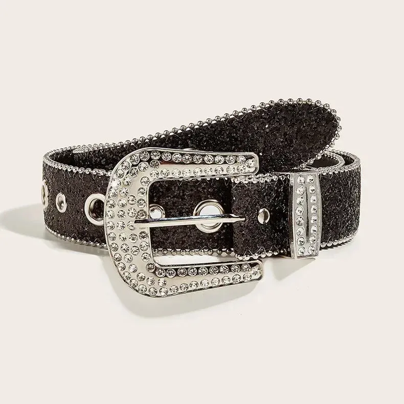 Y2K Punk Rhinestone & Sequin Belt