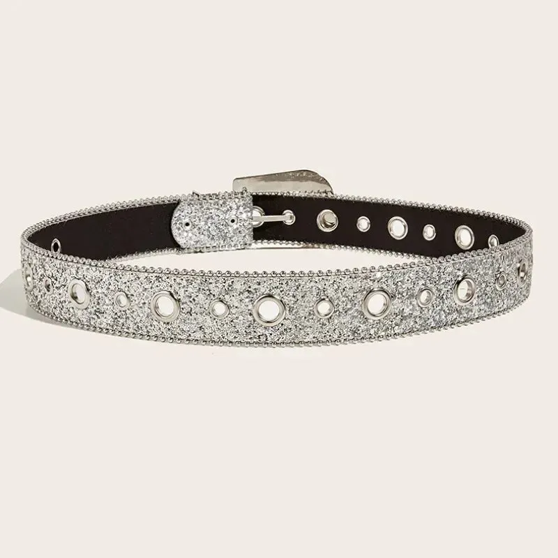 Y2K Punk Rhinestone & Sequin Belt