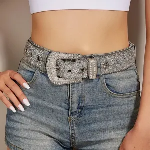 Y2K Punk Rhinestone & Sequin Belt