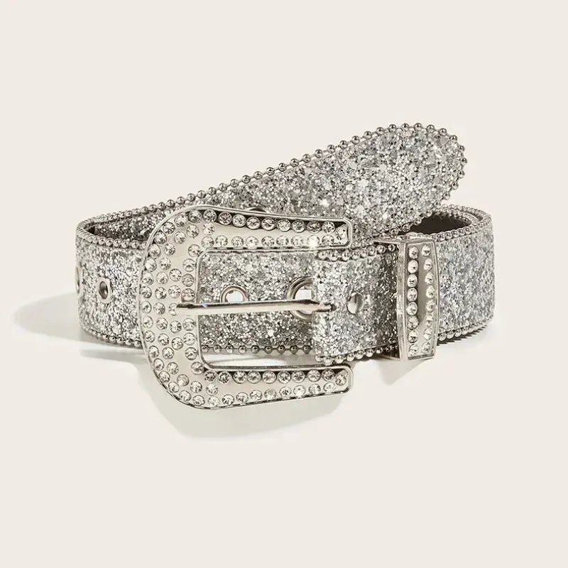 Y2K Punk Rhinestone & Sequin Belt
